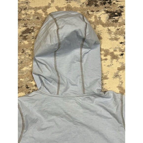 LL Bean No Fly Zone Hoodie Womens Small Blue Base Layer Long Sleeve Stretch - Picture 12 of 13